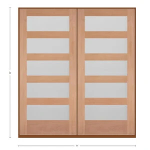 MAHOGANY WOOD 72X80 RH MAHOGANY 5 LITE EQUAL FROSTED IG