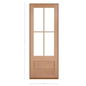 MAHOGANY 36X80 LH MAHOGANY 4 LITE OVER 1 PANEL 