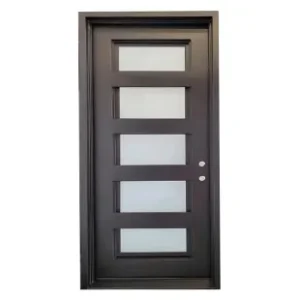 4 Lite Wrought Iron Exterior Prehung Single Door