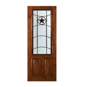 Single Prehung Fiberglass Door in Dark Brown
