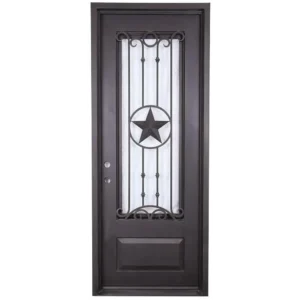 Langston Wrought Iron Exterior Prehung Single Door