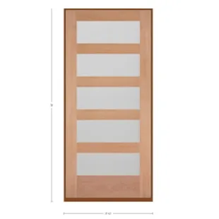 36X80 LH Mahogany 5 Lite Equal Frosted