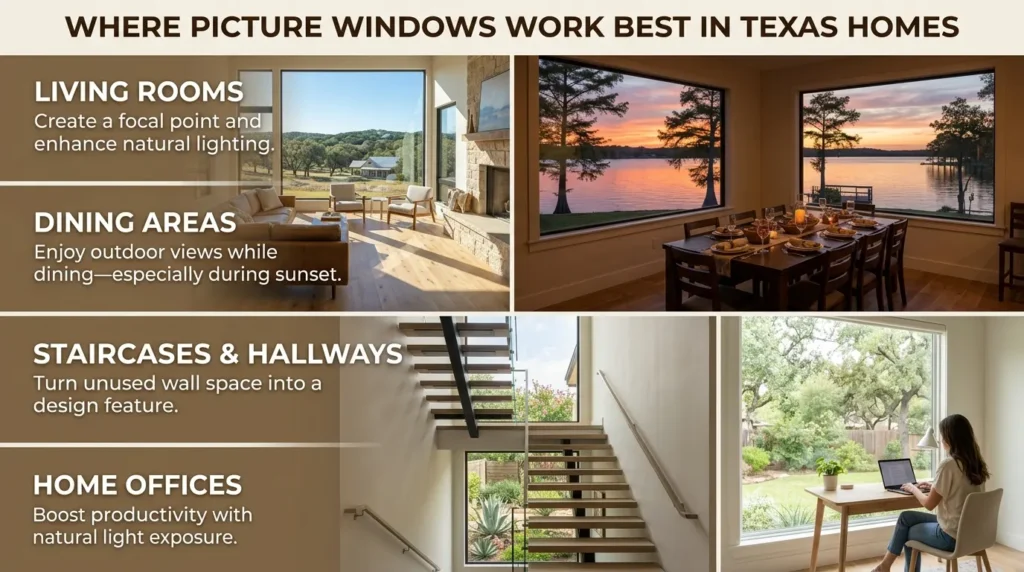 Where Picture Windows Work Best in Texas Homes