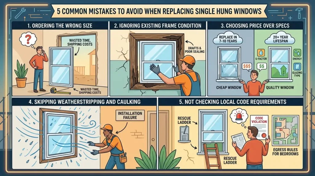 Common Mistakes to Avoid When Replacing Single Hung Windows