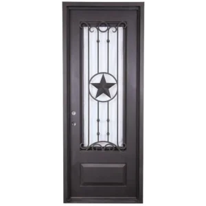 Langston Wrought Iron Exterior Prehung Single Door