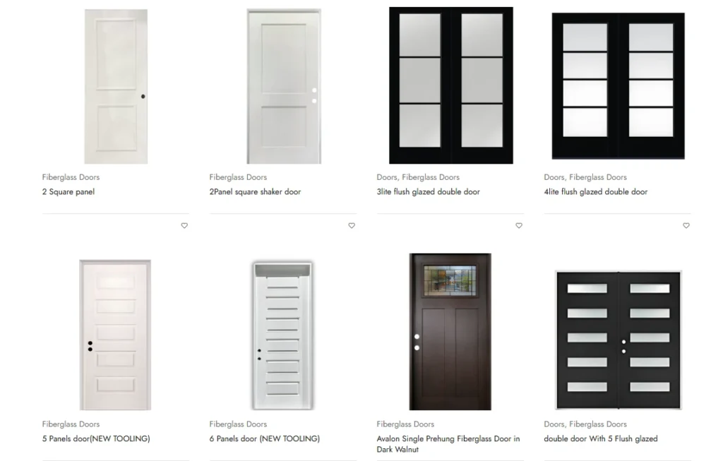 Fiberglass entry doors products